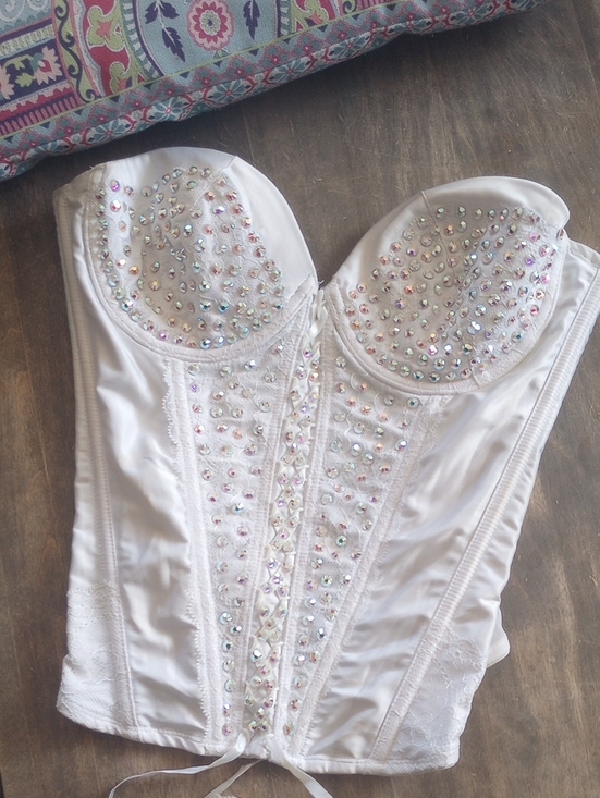 La Vie En Rose Other - White Embellished Strapless Bustier Corset - Women Intimates